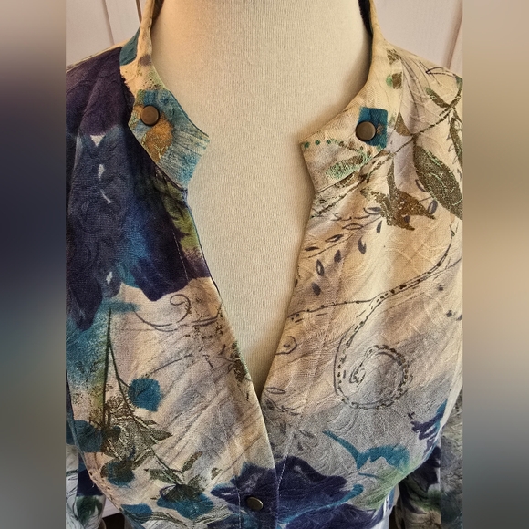 Coldwater Creek Floral Print Watercolor Snap Jacket - Picture 2 of 13